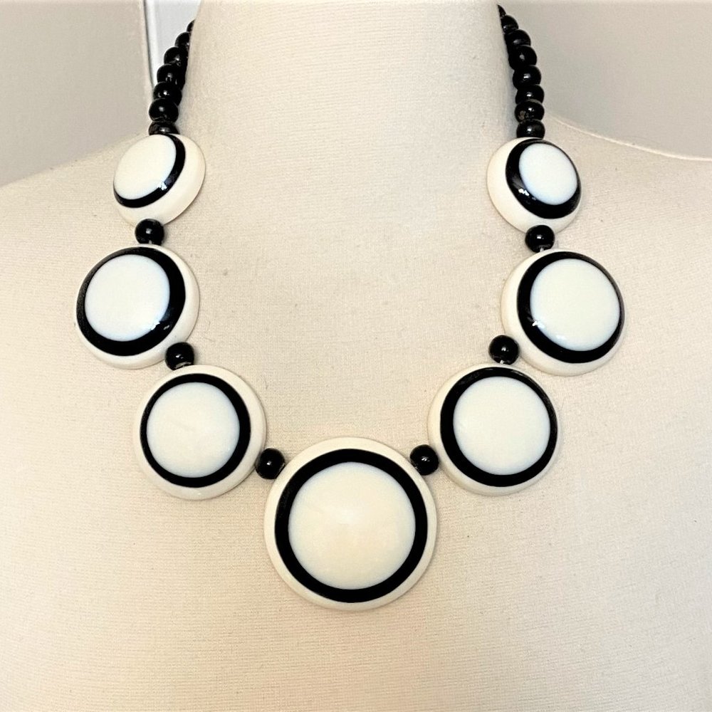COPY - Black & White Resin Statement Necklace